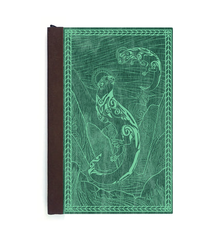 Spiritual Otters Magnetic Wooden Journal, Green & Teal