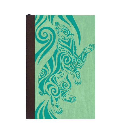 Diving Polar Bear Magnetic Wooden Journal, Jade & Teal