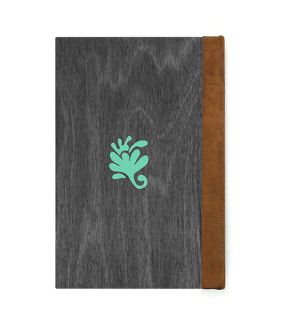 Water Dragon Magnetic Wooden Journal, Black & Teal