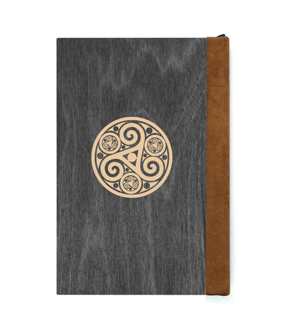 Howling Wolf Magnetic Wooden Journal, Black & Cream
